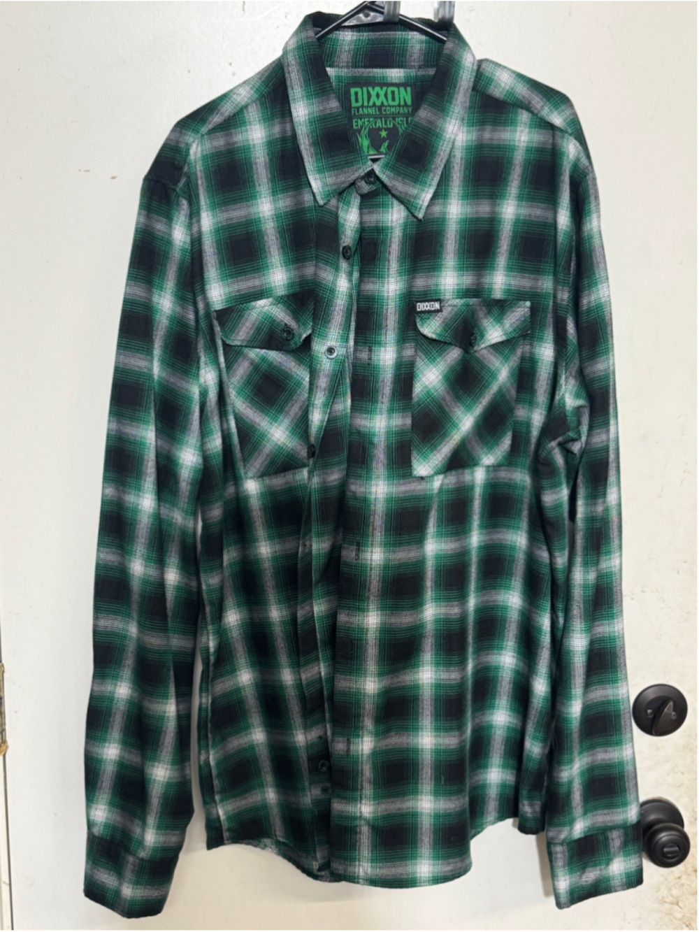 Men's Dixxon Emerald Isle Shirt 2XLT Green Black Plaid Button Down